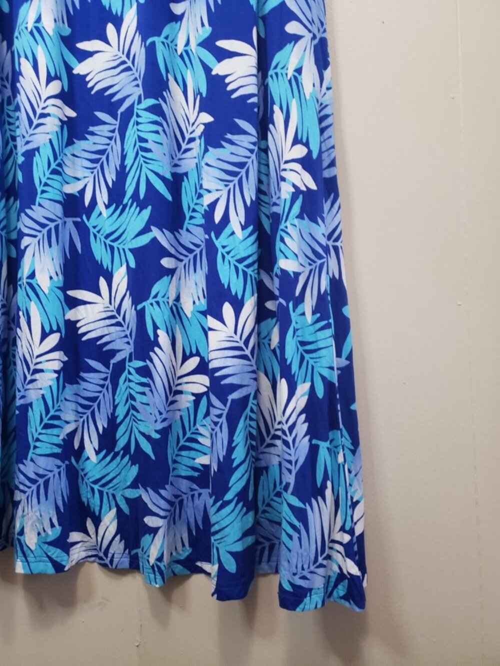 Jessica London Women Plus 28 Maxi Dress Blue Hawaiian Resort Wear Beachy Stretch - Picture 4 of 6